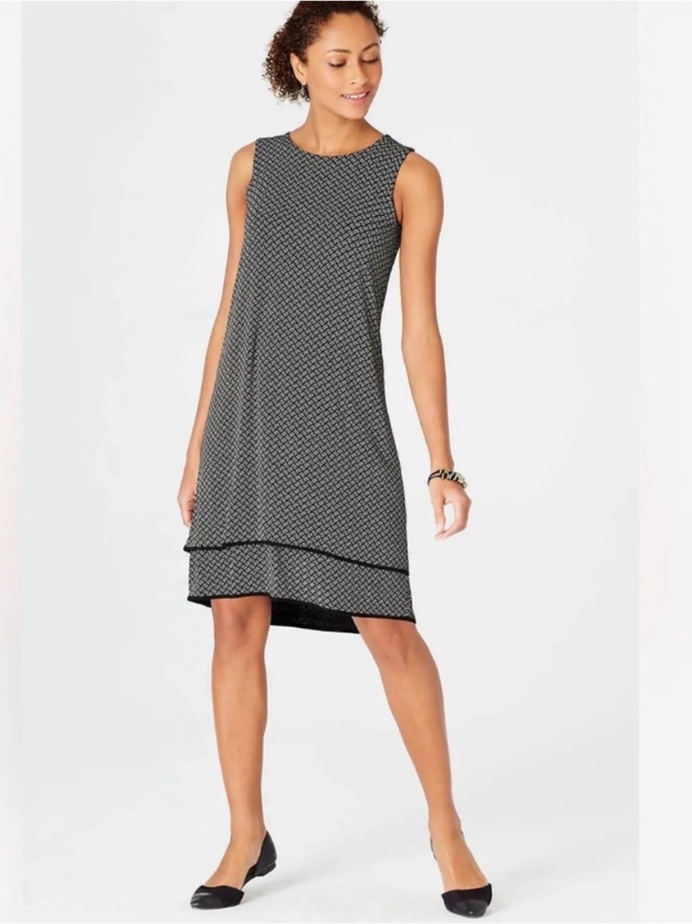 J. Jill Black & White Geometric Sleeveless Dress